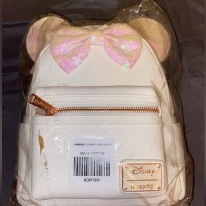Loungefly Disney Bag Minnie Mouse Iridescent Sequin Bow Mini Backpack